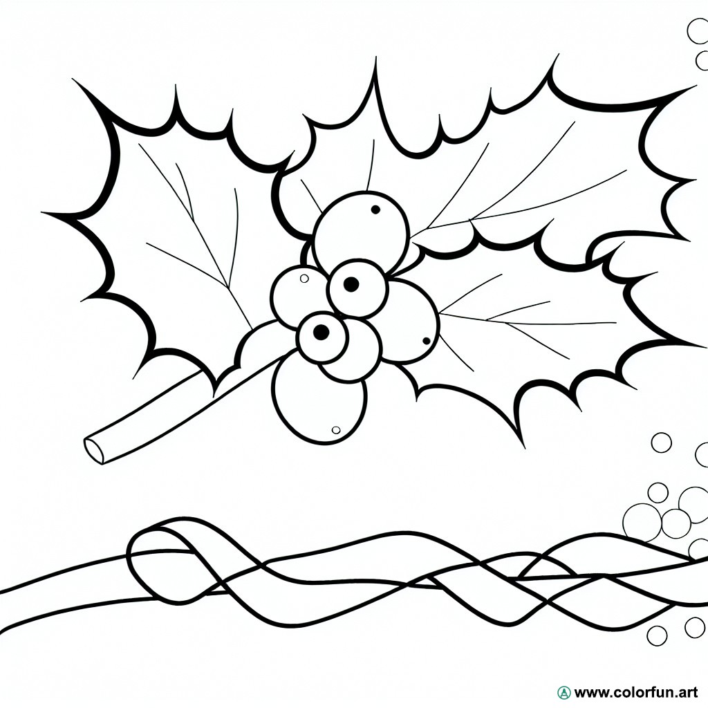 Coloring page holly leaf