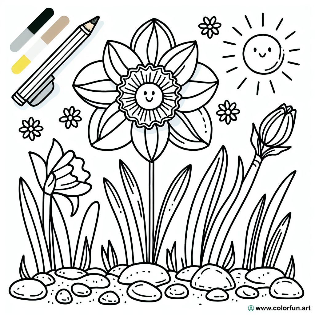 daffodil adult coloring page