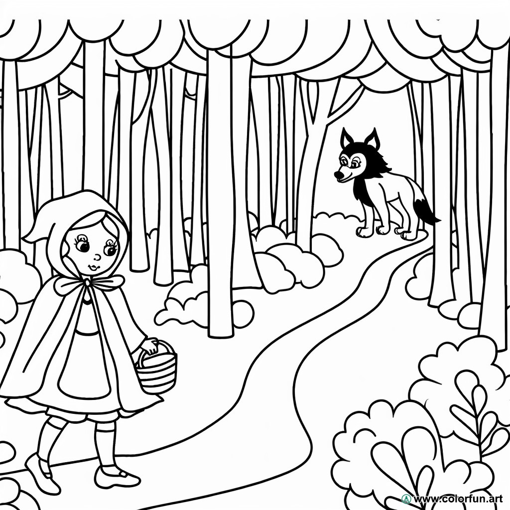 coloring page little red riding hood wolf