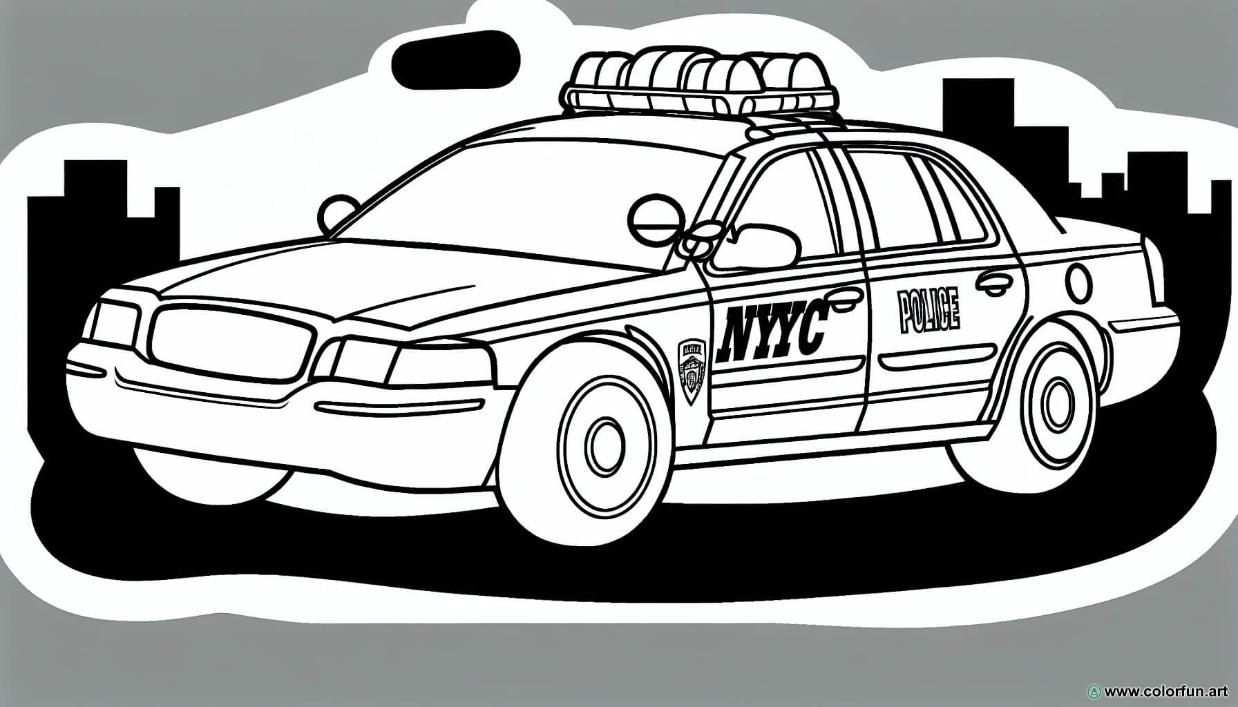 Coloring page police car in new york
