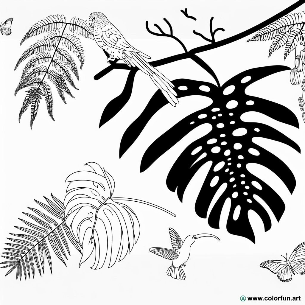 coloring page tropical plants
