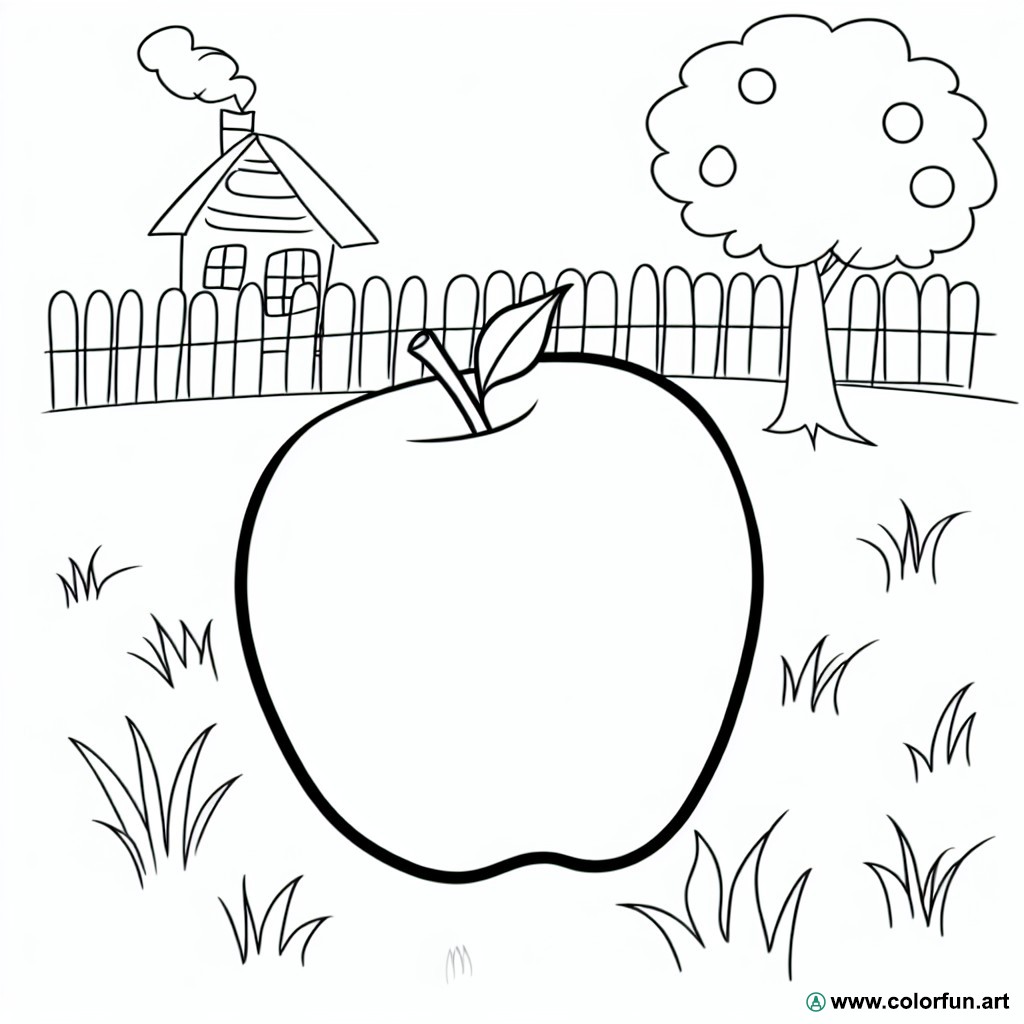 coloring page apple garden
