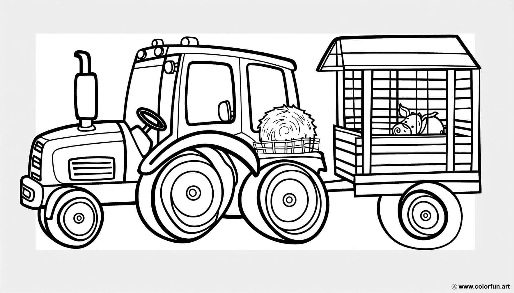 coloring page tractor trailer