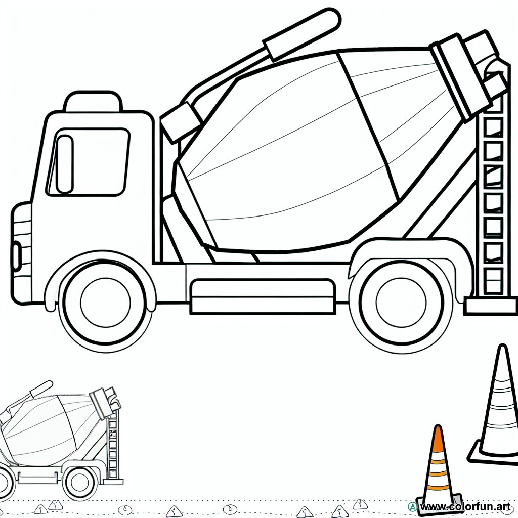 coloring page cement mixer truck