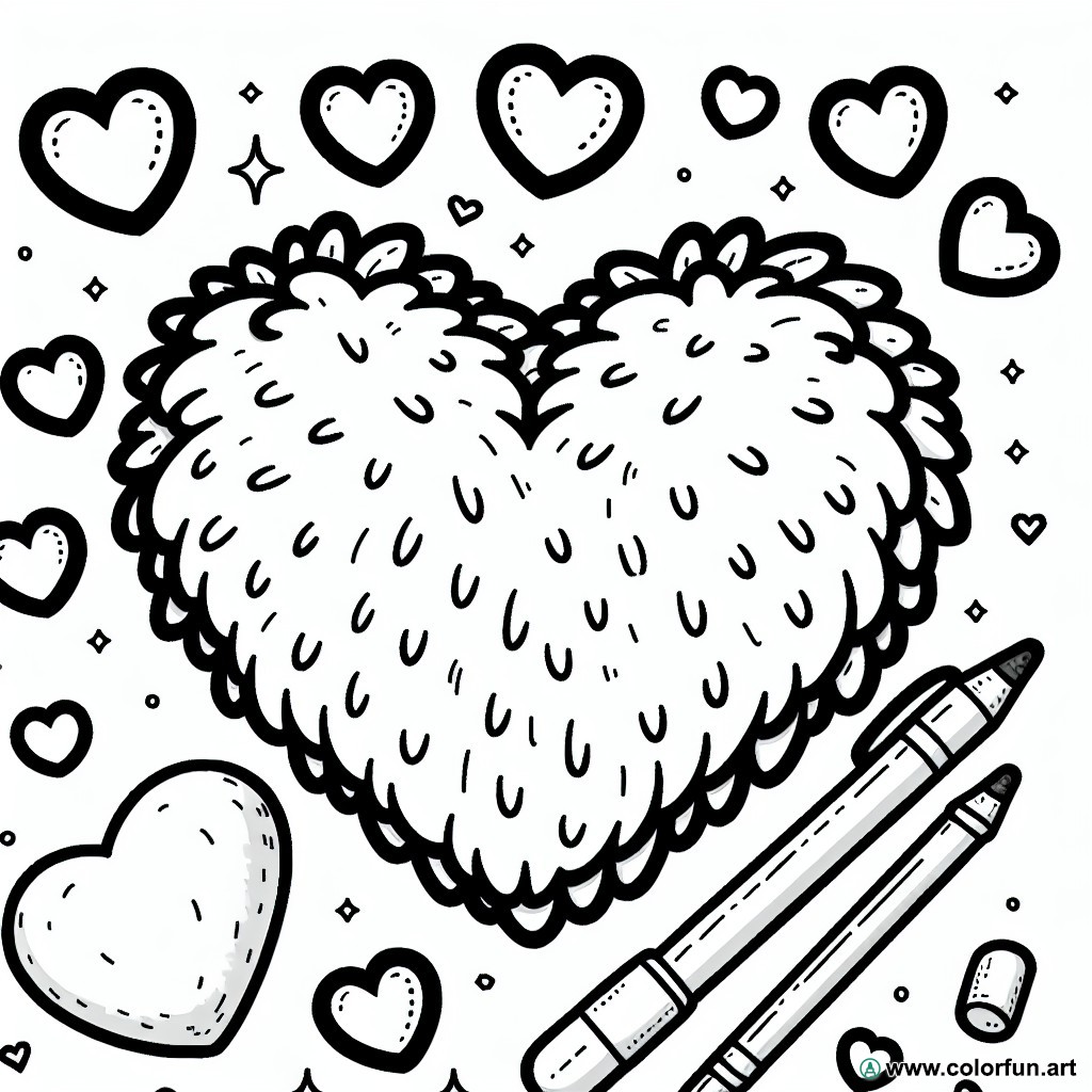Coloring page teddy heart