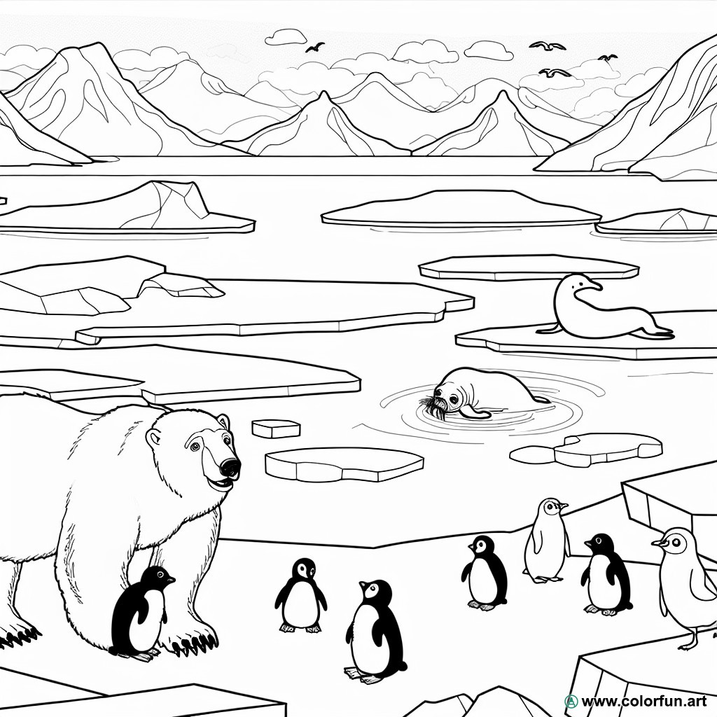 coloring page arctic animals