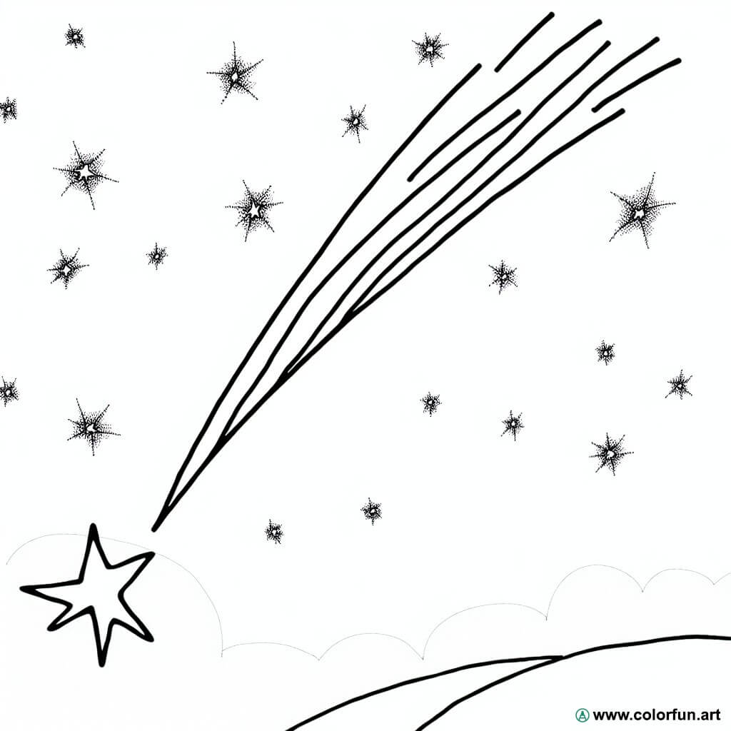 coloring page shooting star celestial