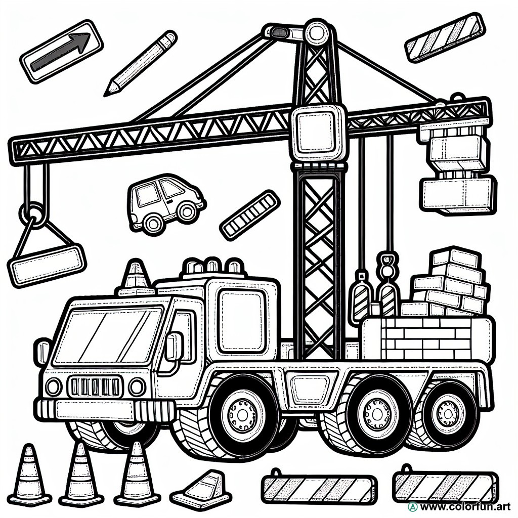 Construction crane coloring page