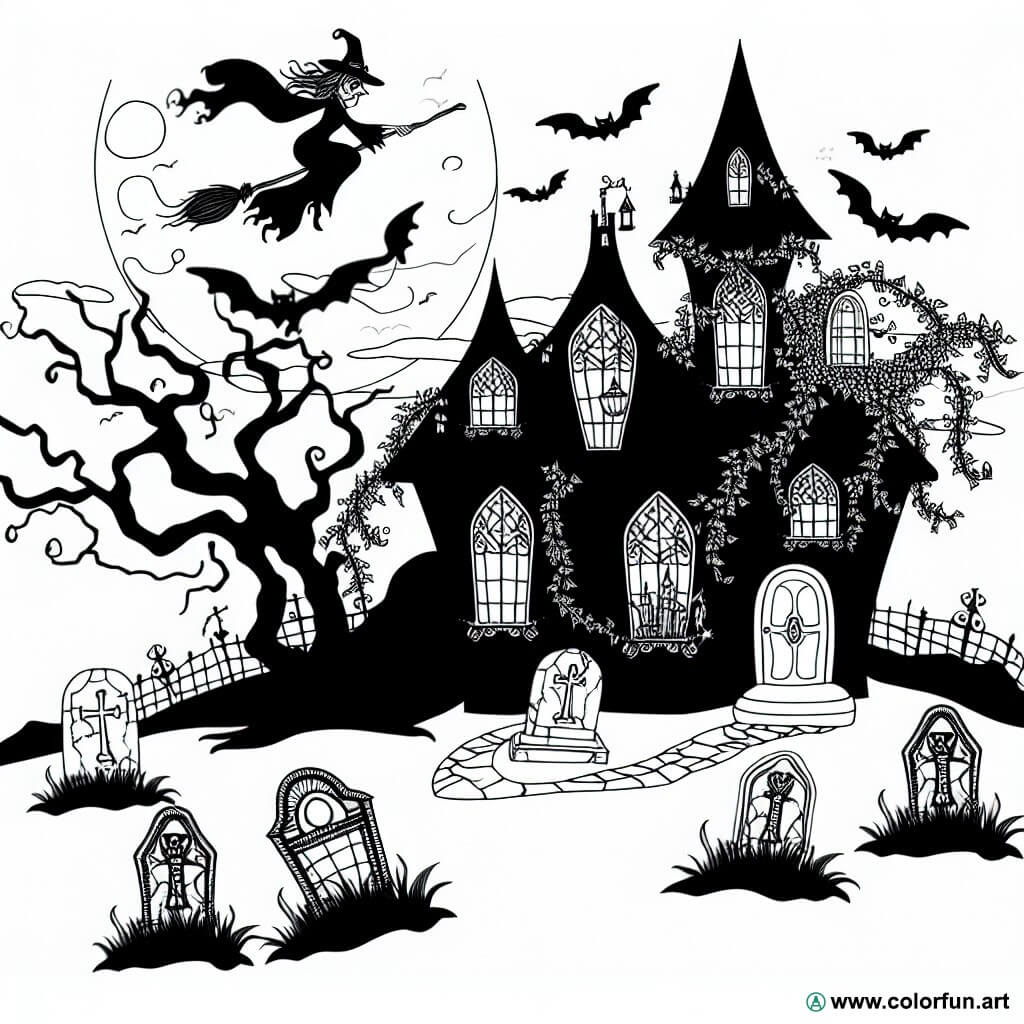 coloring page gothic halloween