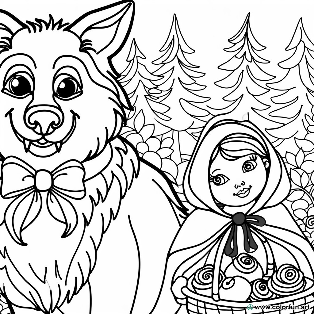coloring page wolf little red riding hood