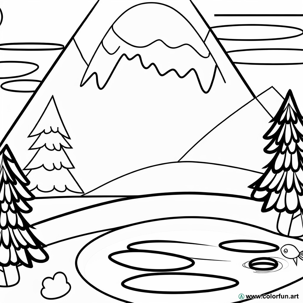 zen mountain coloring page