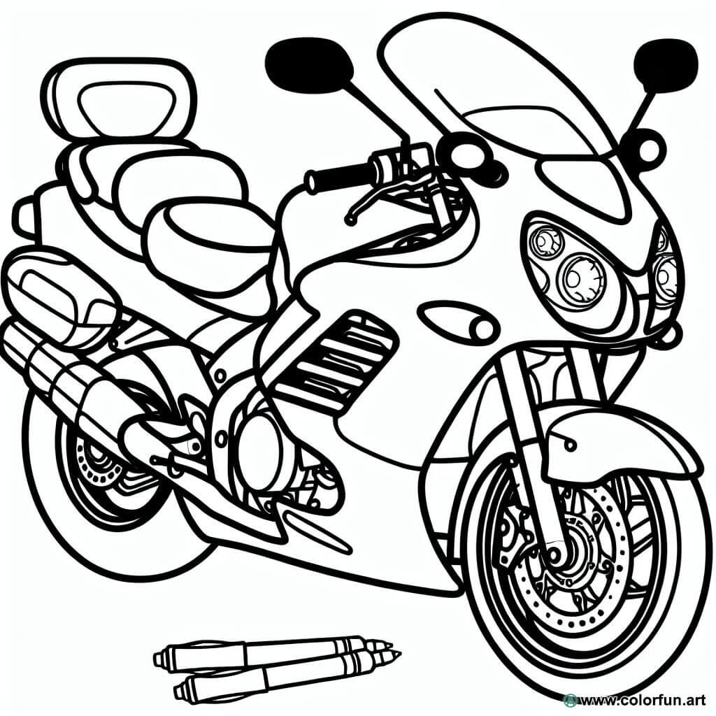 coloring page easy motorcycle