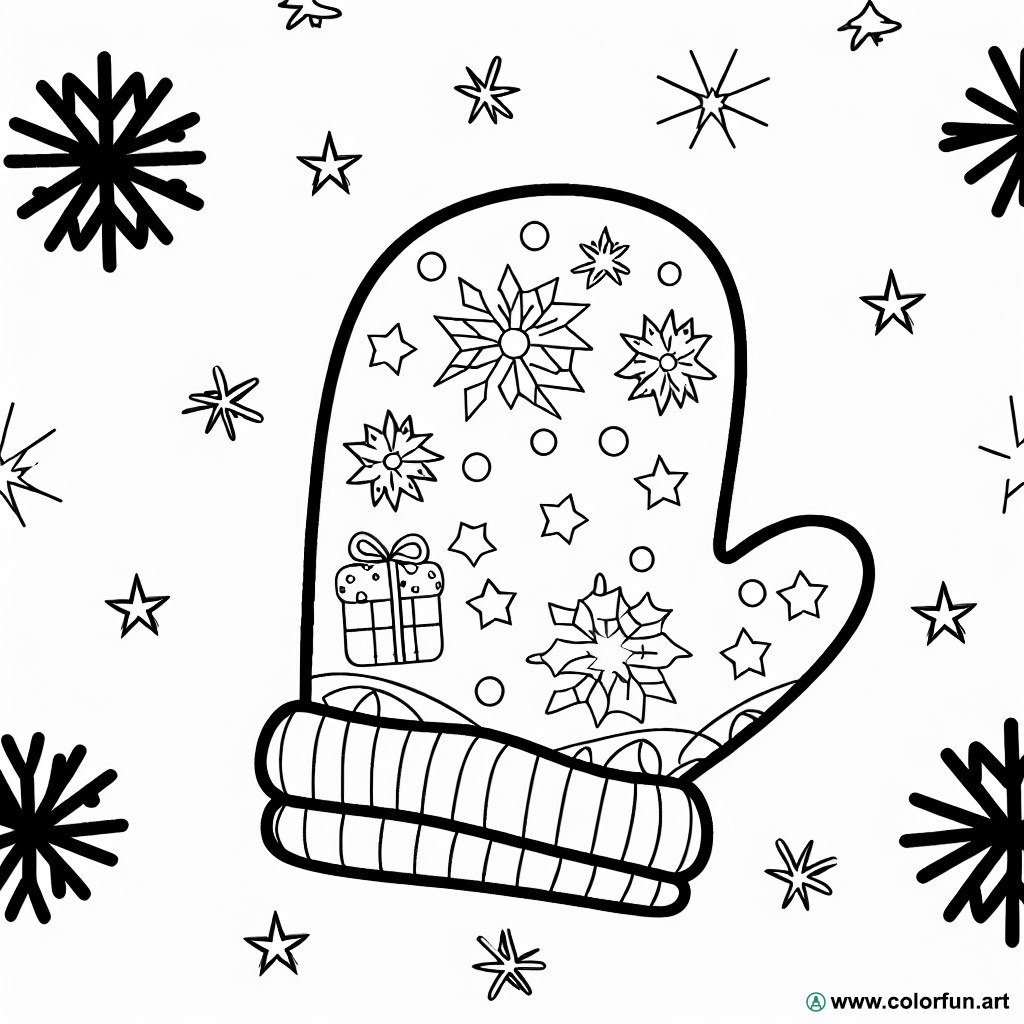 coloring page Christmas mitten