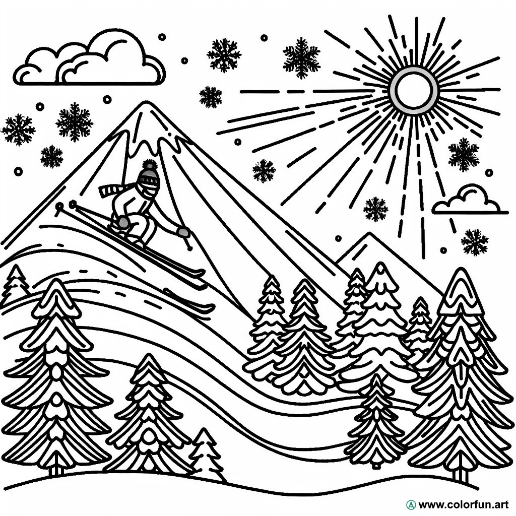 coloring page snow ski