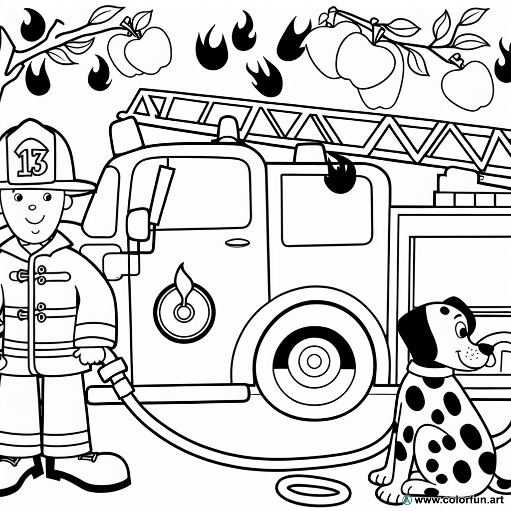 firefighter child coloring page