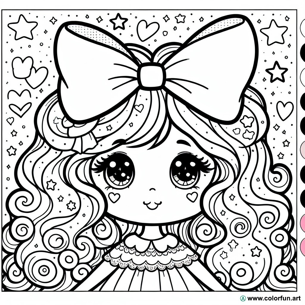 coloring page portrait girl