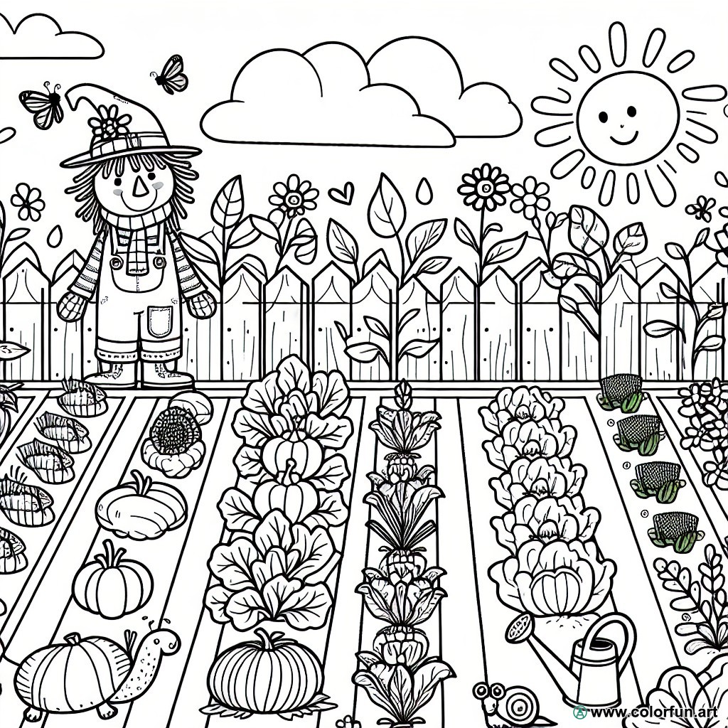 kindergarten vegetable garden coloring page
