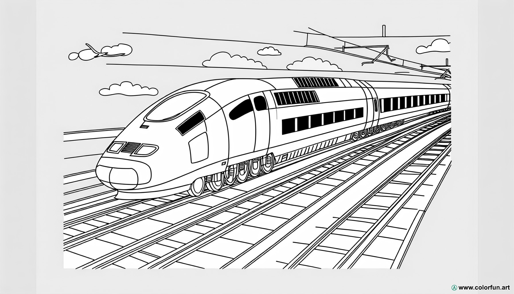 coloring page high-speed train