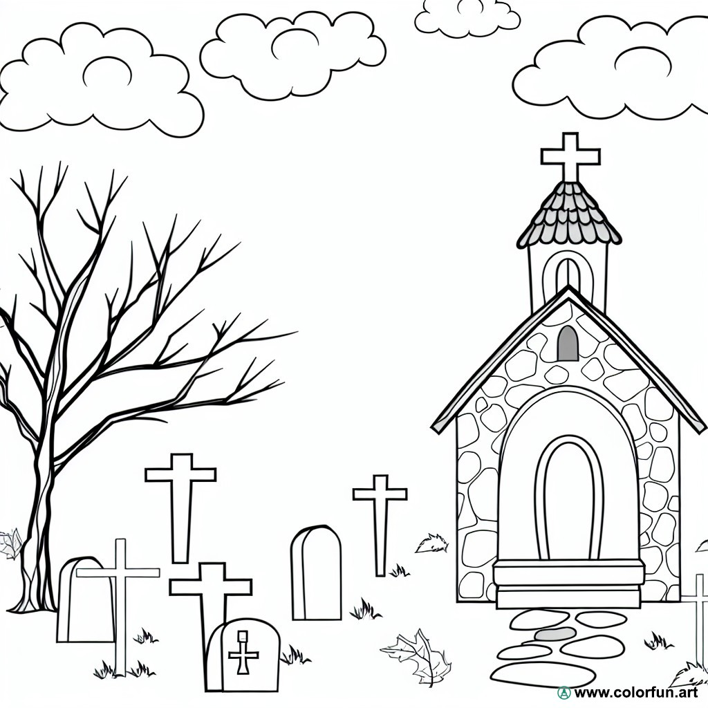coloring page All Saints' cemetery