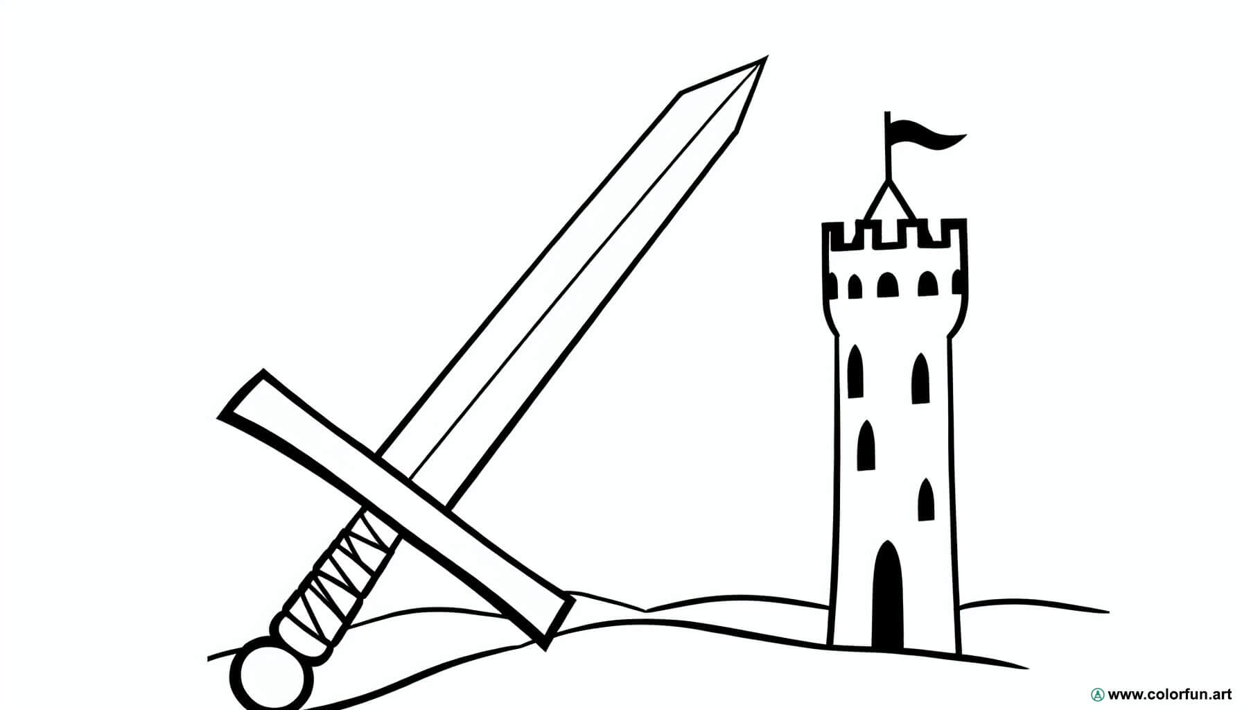 coloring page knight sword