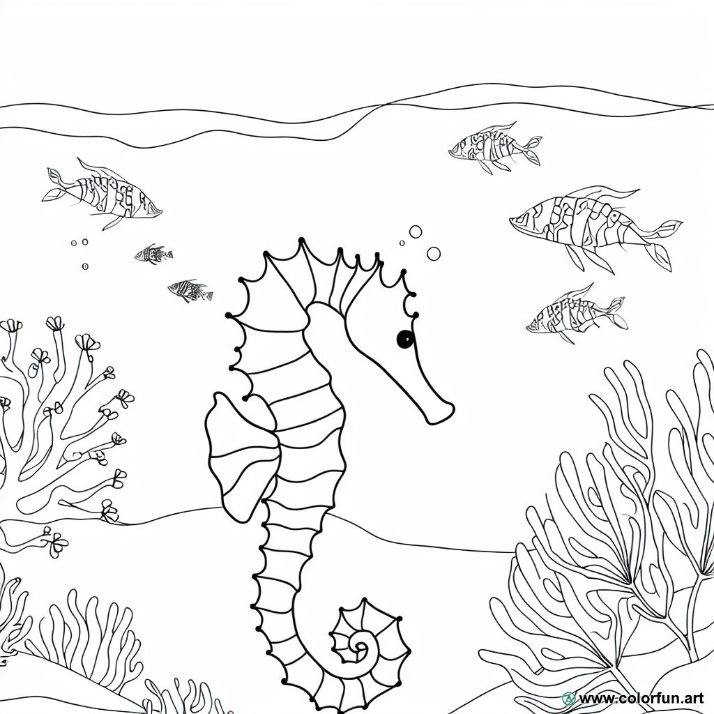 coloring page underwater landscape