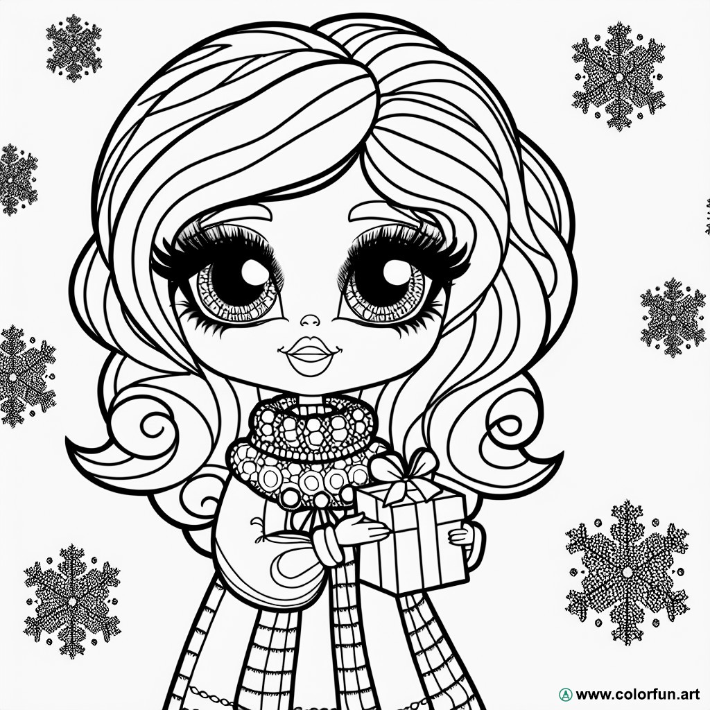 Coloring page lol doll christmas
