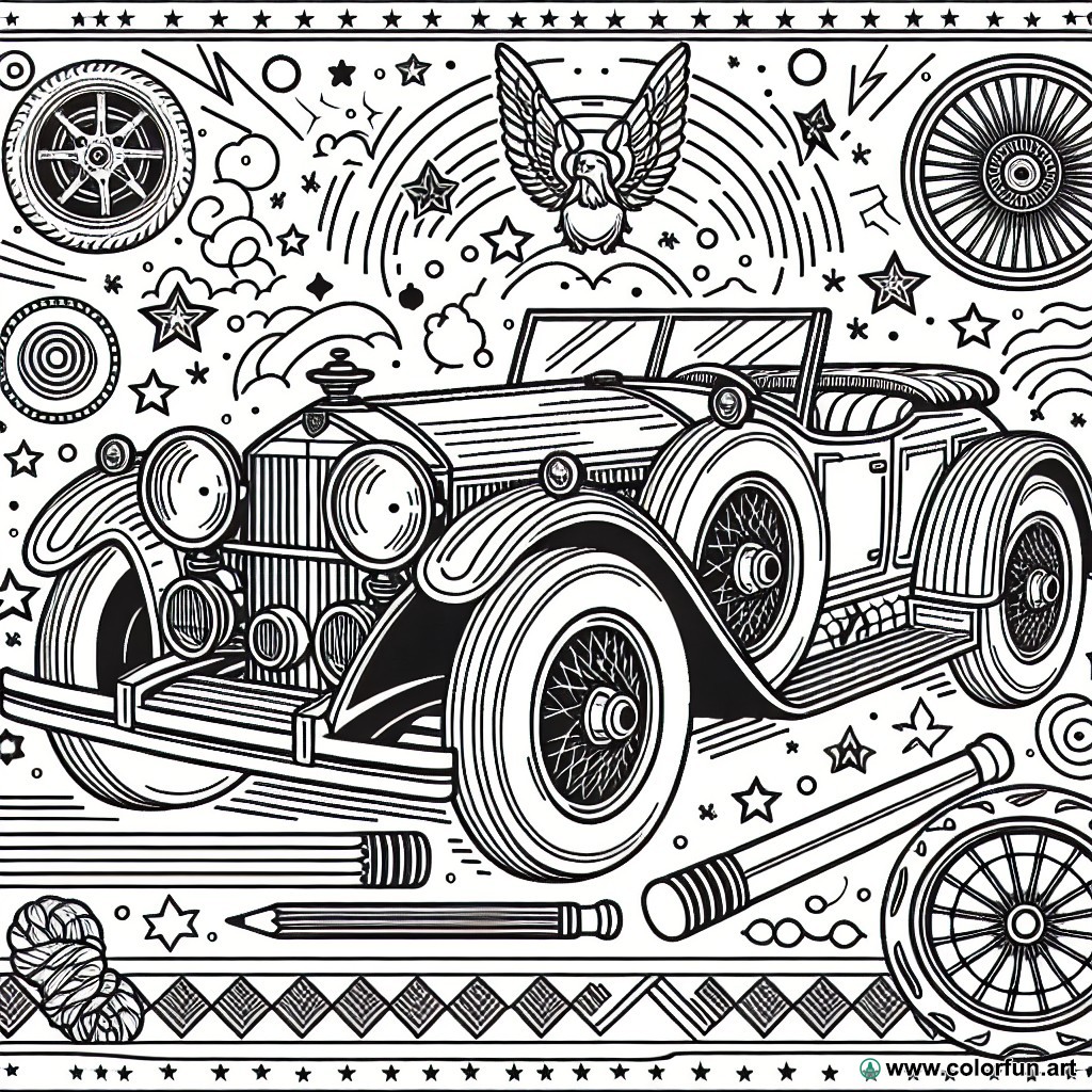coloring page luxury car collection