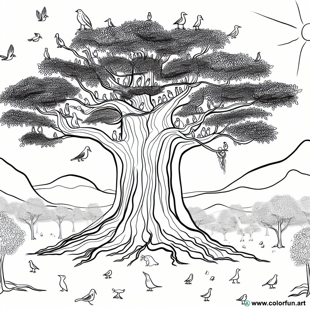 coloring page tree nature