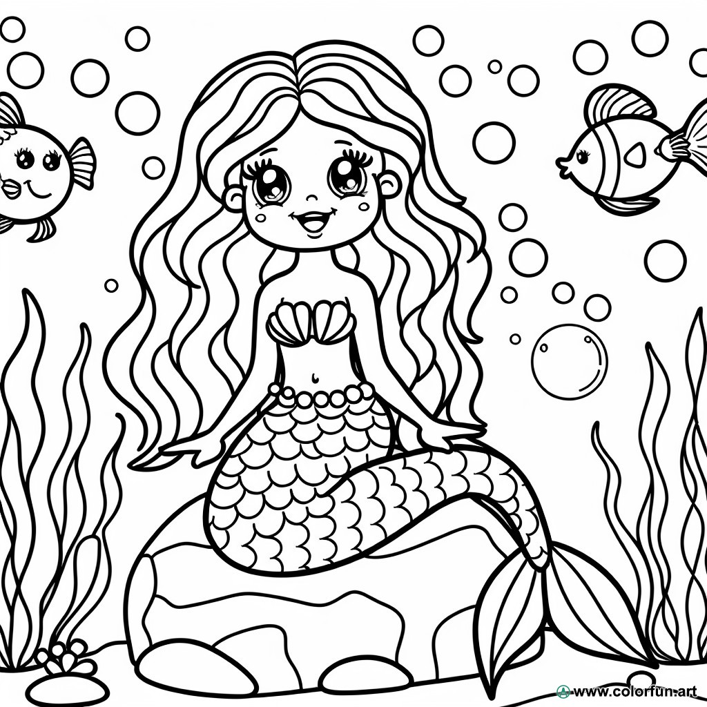 coloring page ariel the little mermaid rock