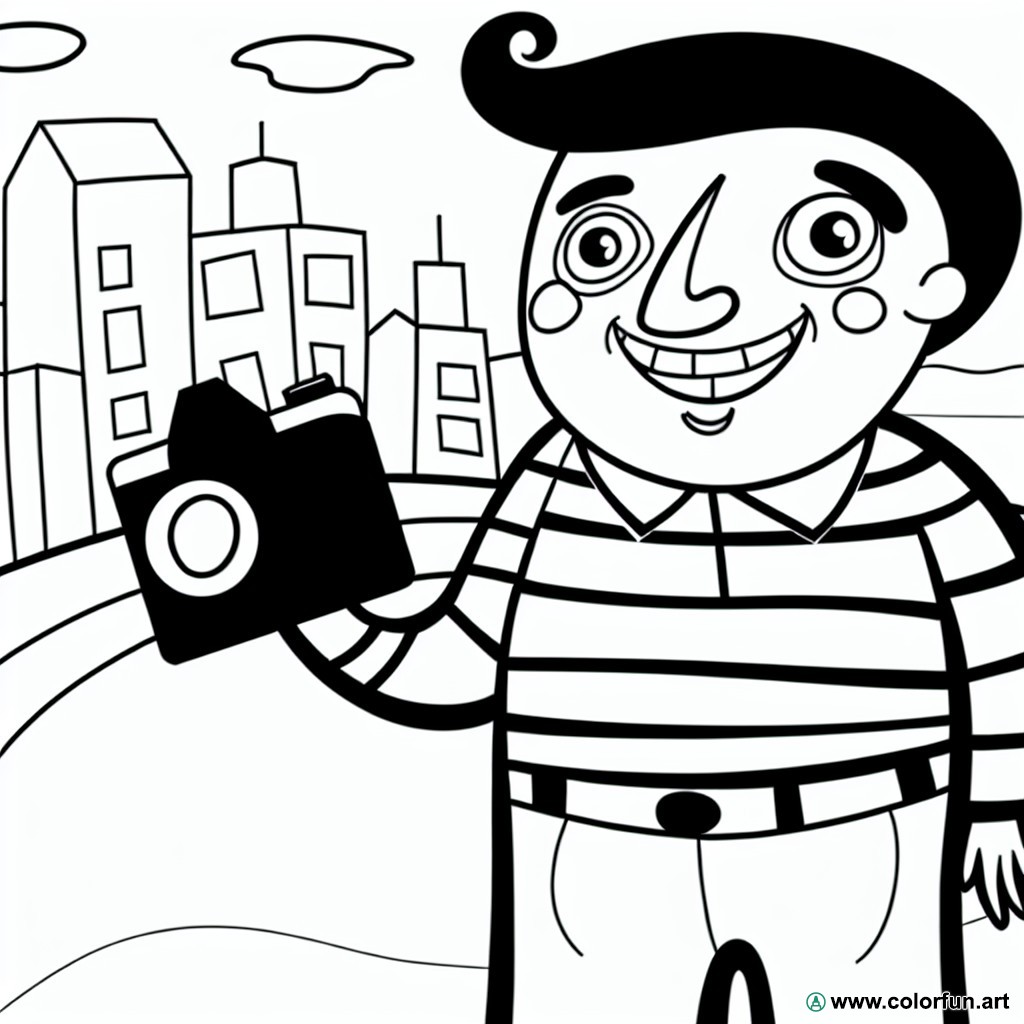 coloring page artist camera