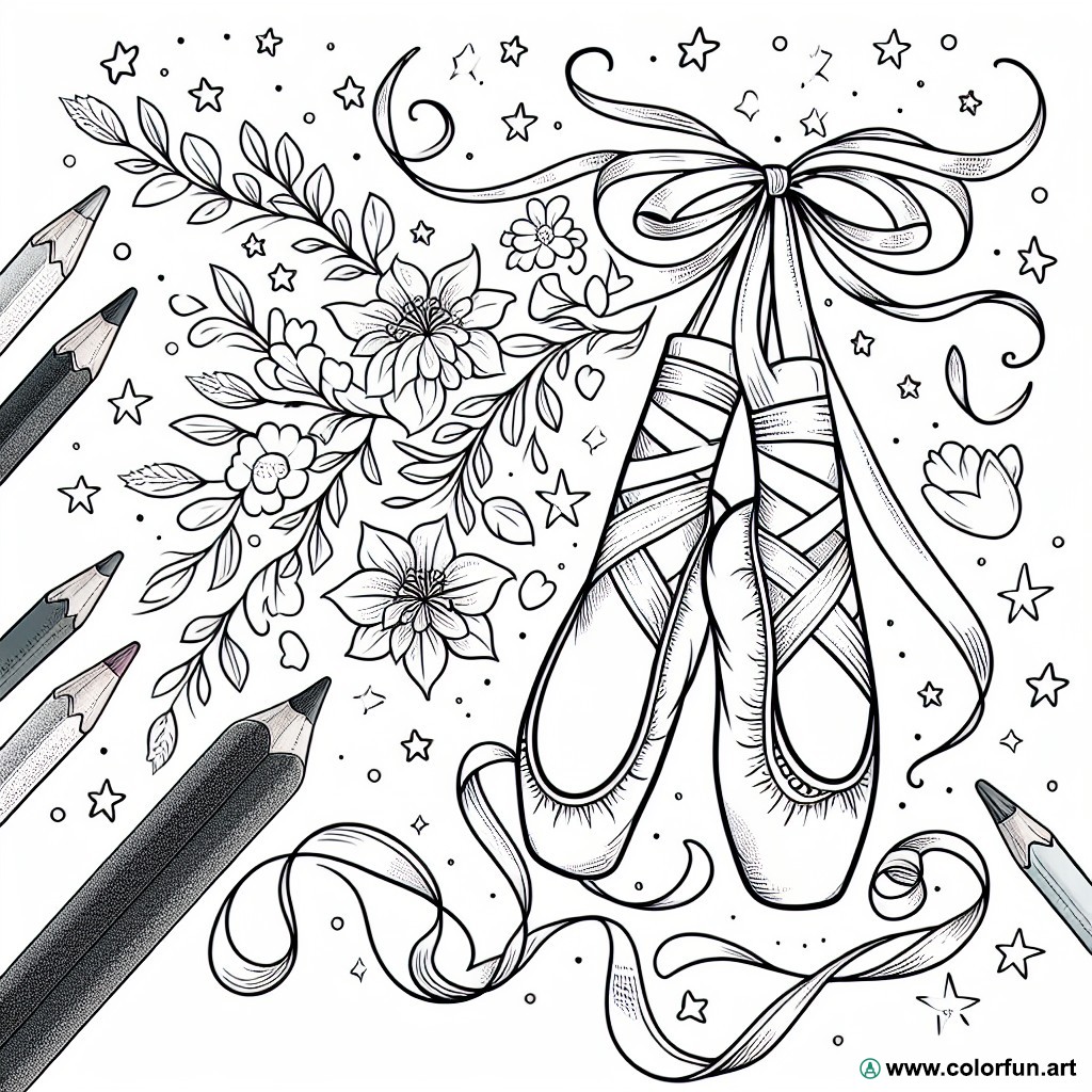 coloring page ballet slippers