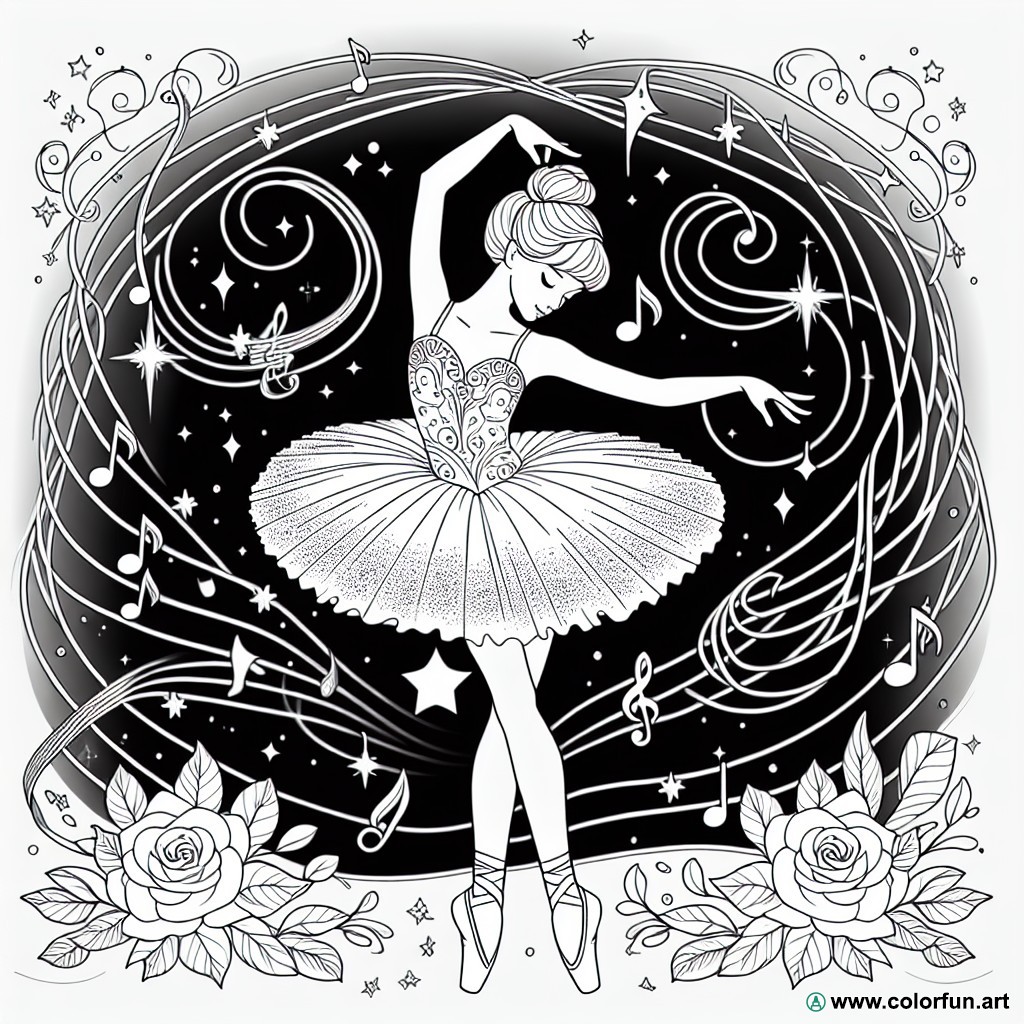 coloring page classical ballet pointe