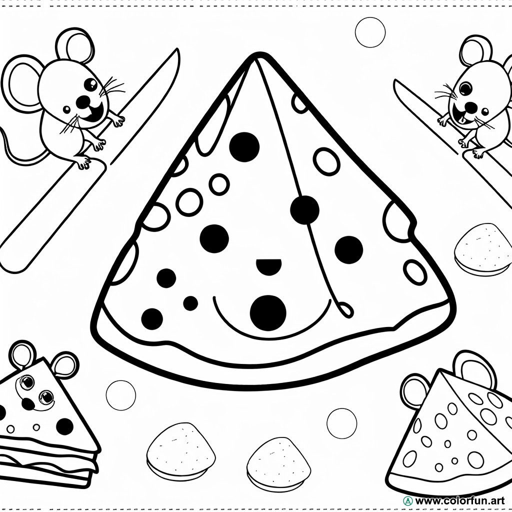 cute cheese coloring page