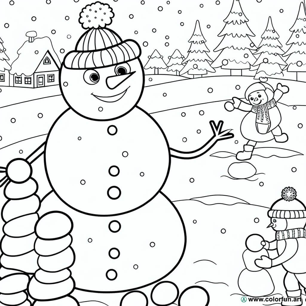 coloring page winter kindergarten