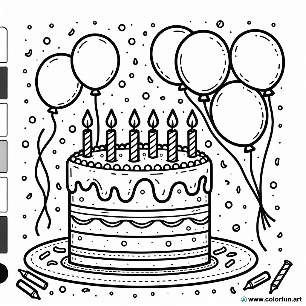 birthday coloring page 6 years balloons