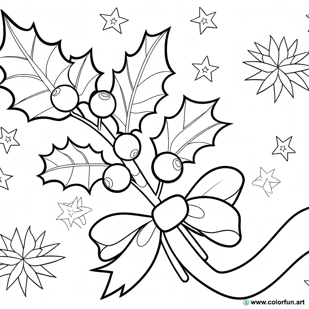 Coloring page holly branch