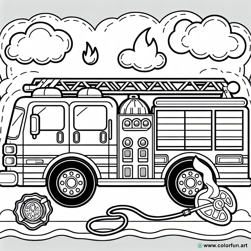 Simple fire truck coloring page