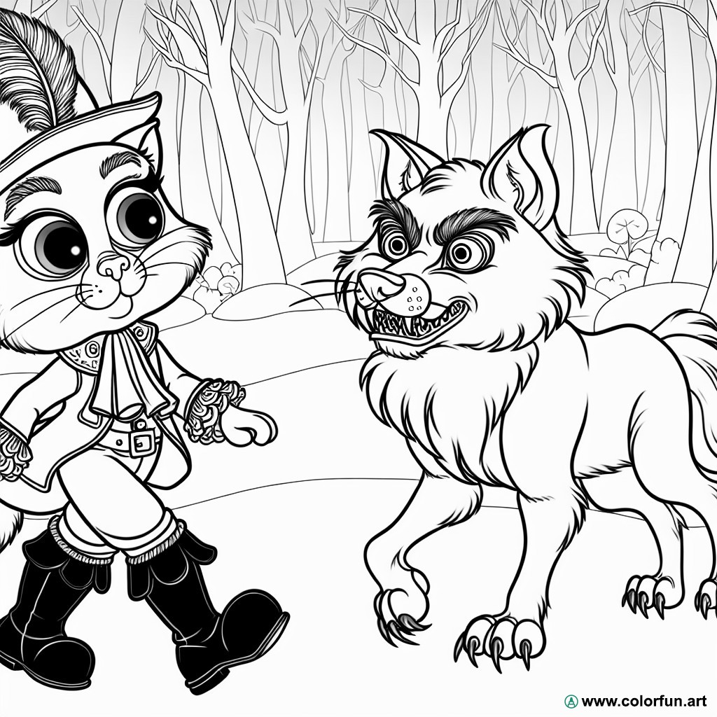 coloring page Puss in Boots 2 wolf