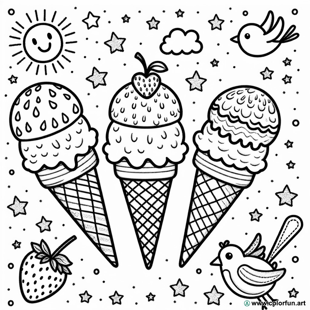 coloring page easy ice cream
