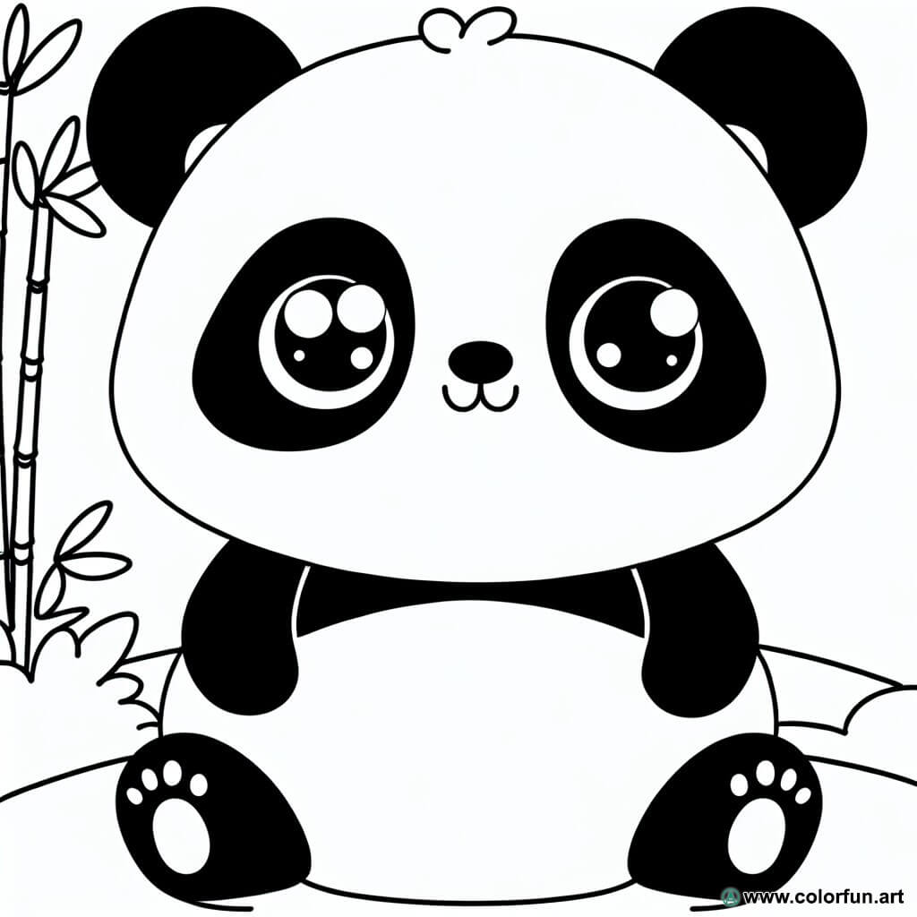 coloring page kawaii panda