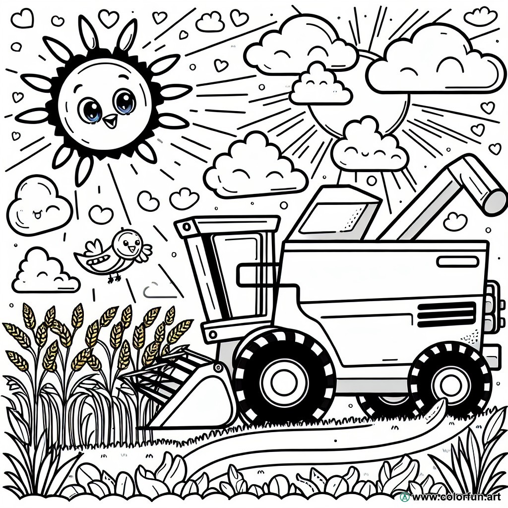coloring page of a combine harvester to draw