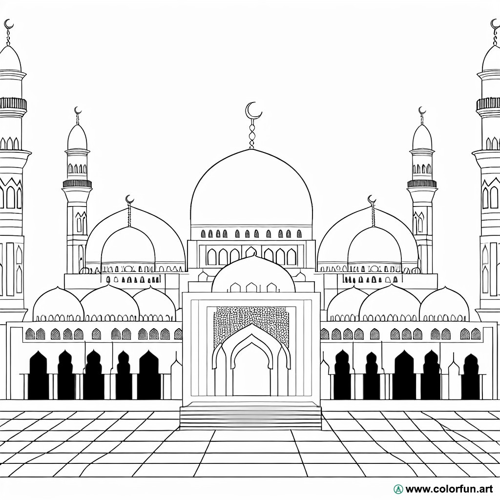 coloring page mosque architecture