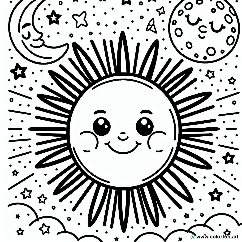 sun and moon coloring page