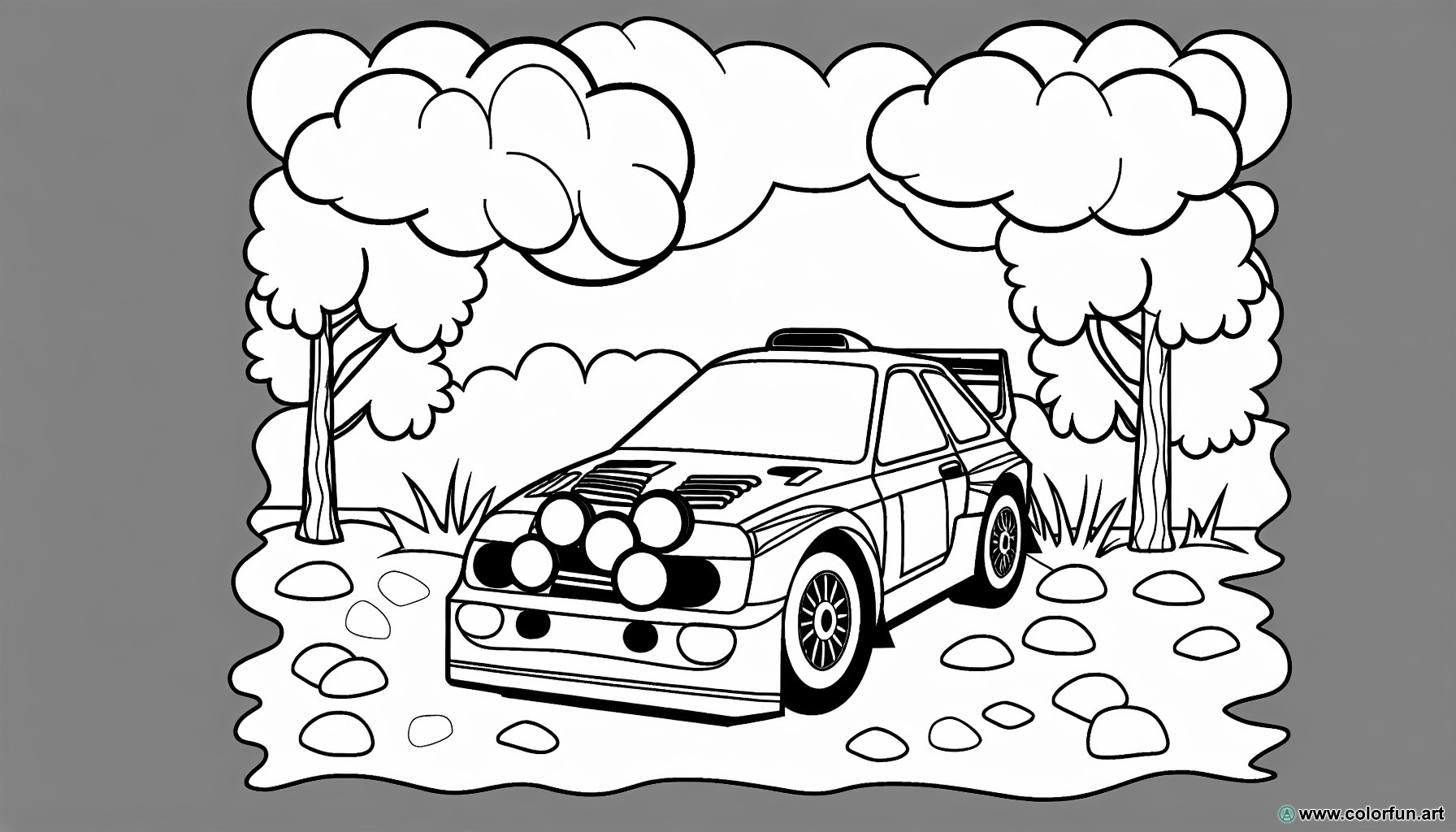 coloring page vintage rally car