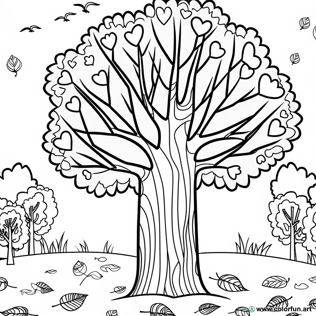 coloring page forest tree autumn