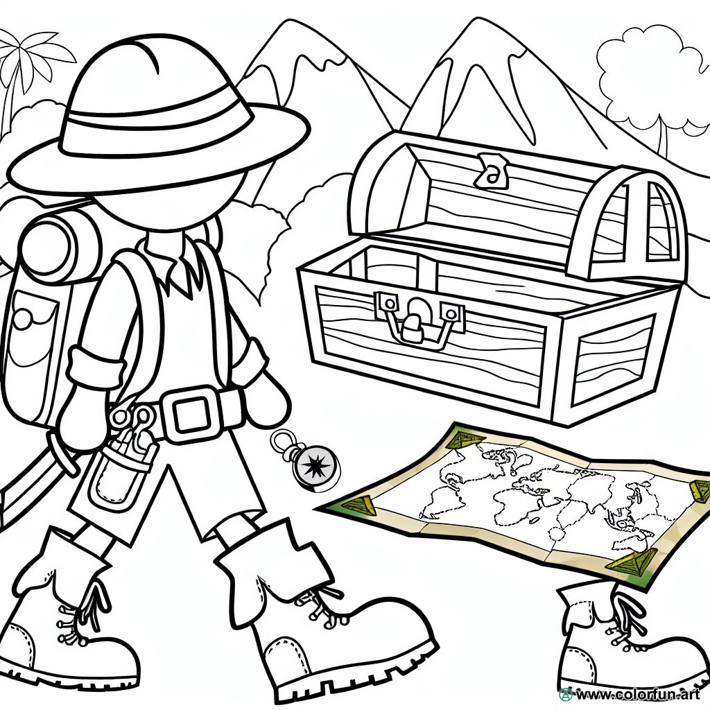 coloring page adventurer travel