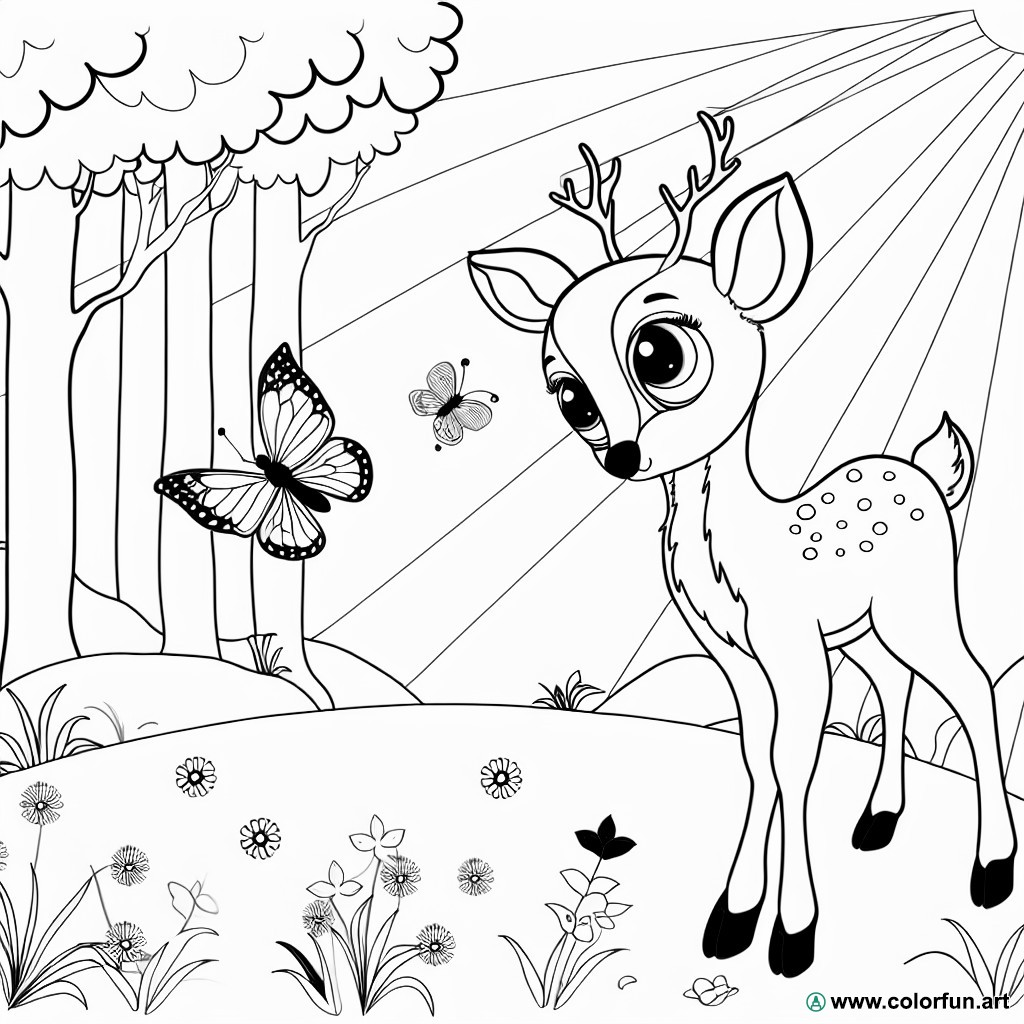 easy Bambi coloring page