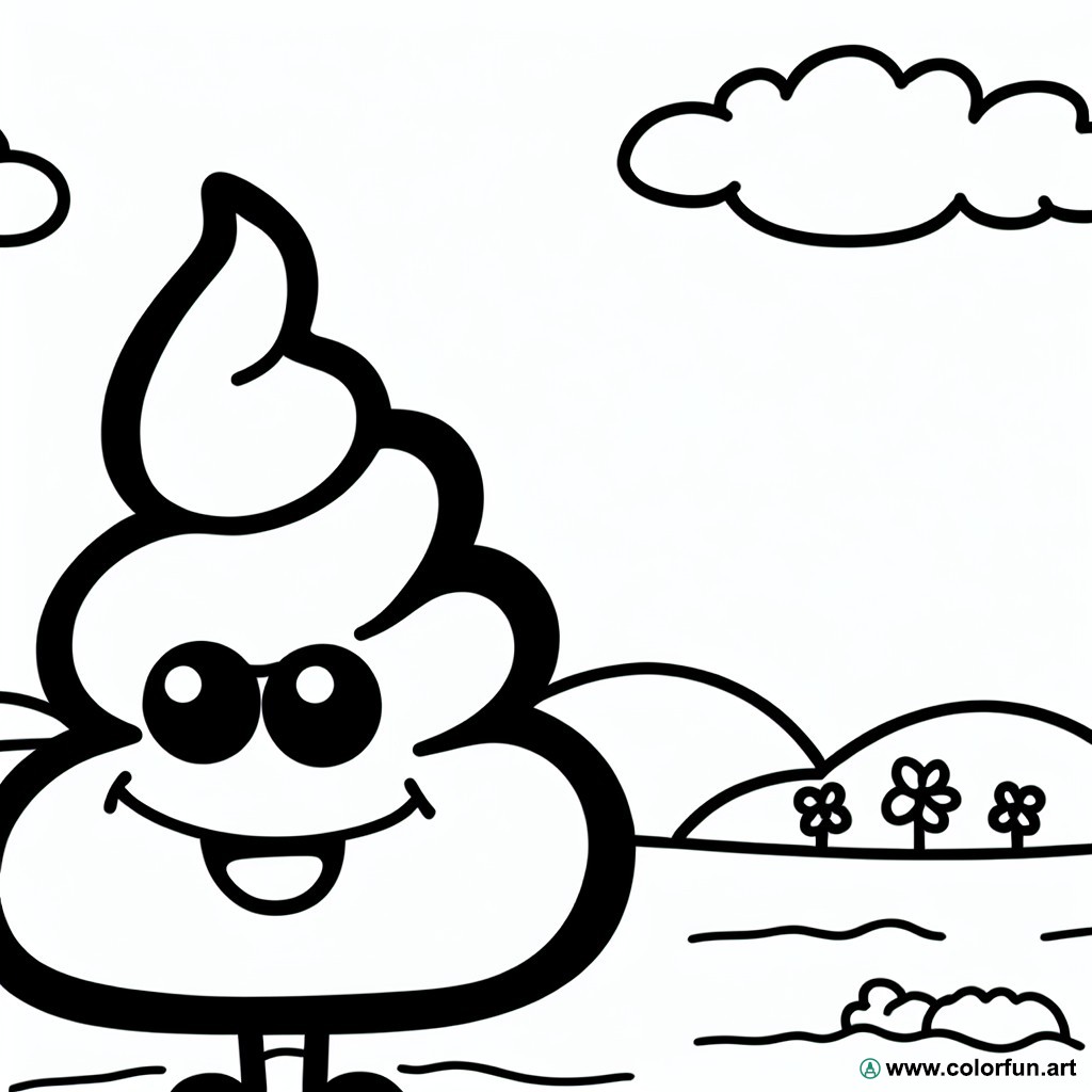 coloring page funny poop
