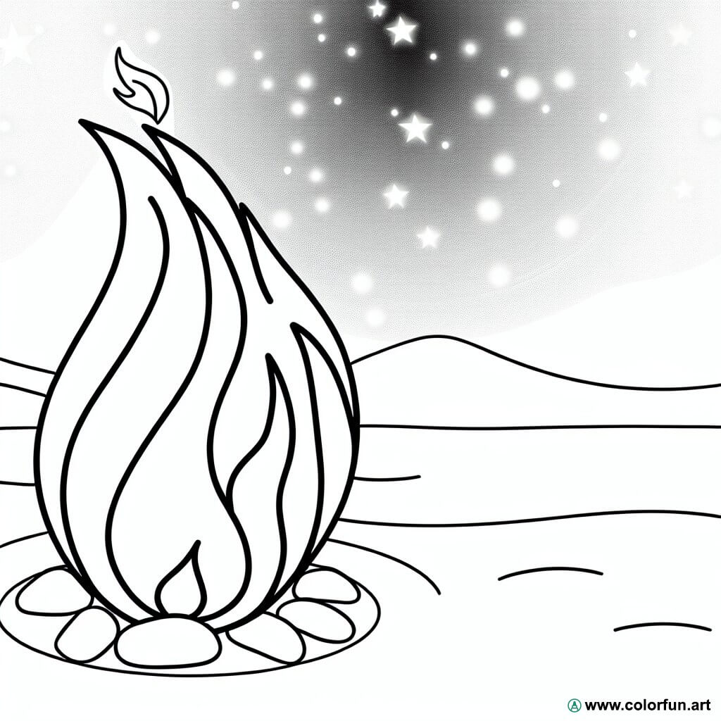 coloring page glowing flame