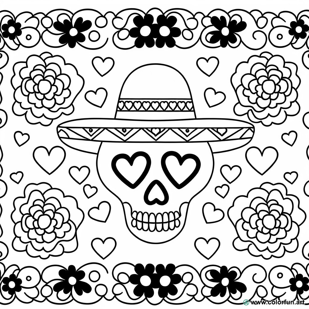 mexican skull girl coloring page